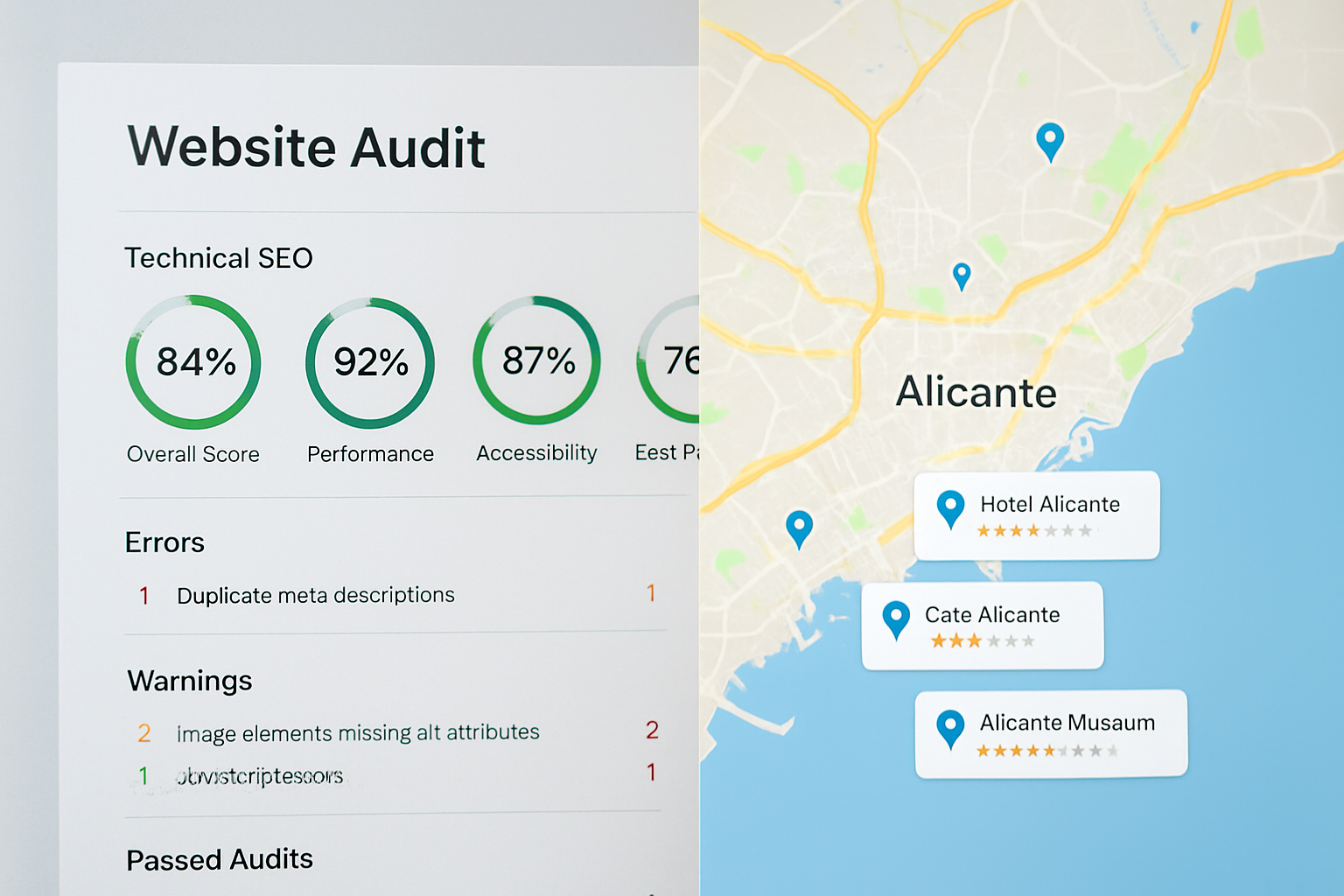Auditoría SEO técnica y análisis de posicionamiento local en Alicante