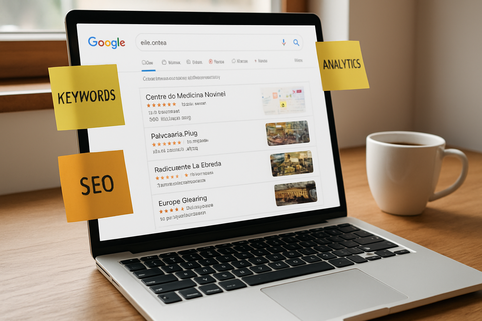 Pantalla con resultados de búsqueda local de agencia SEO Alicante