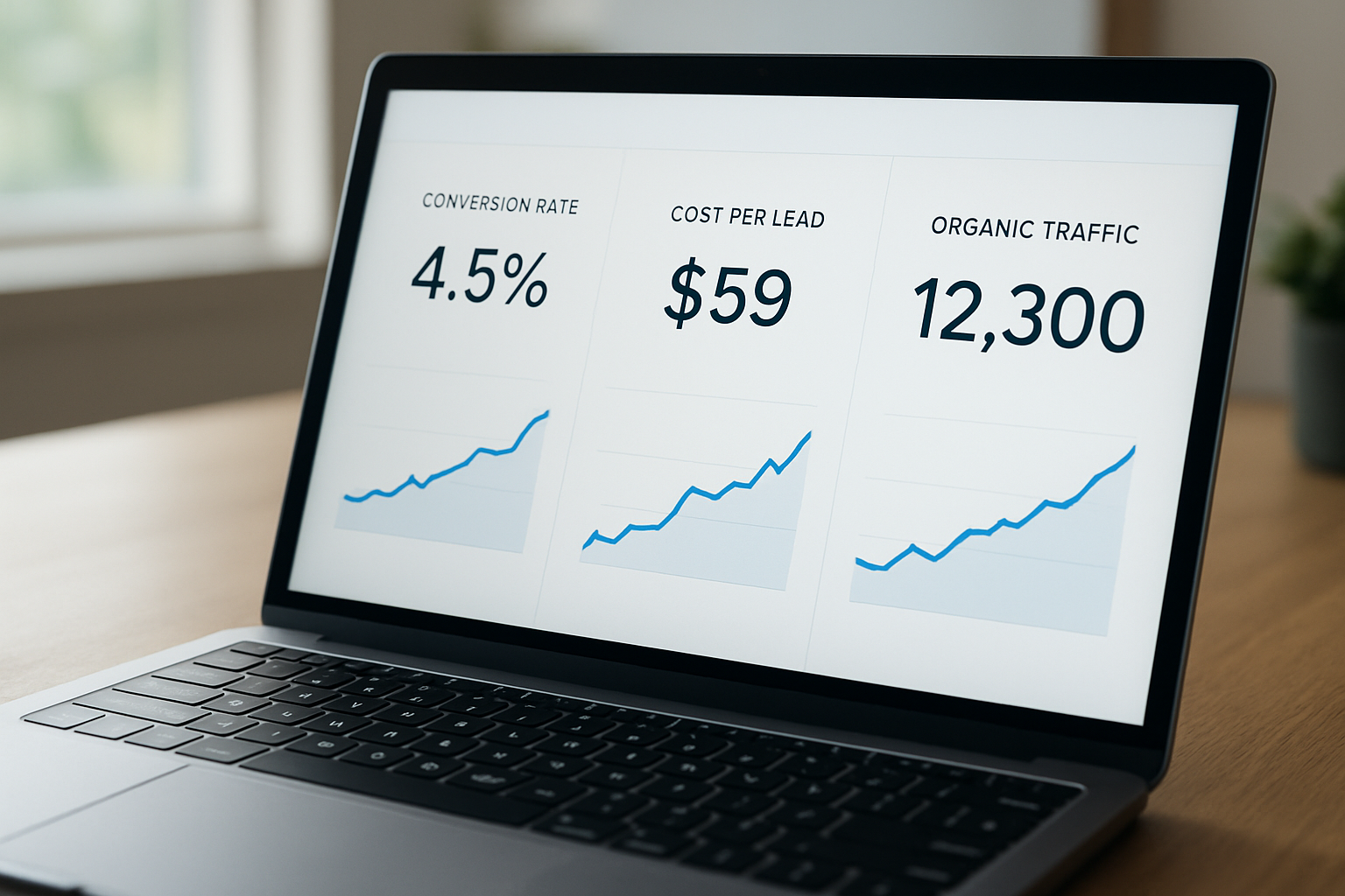 Dashboard de métricas clave de marketing digital orientado a resultados